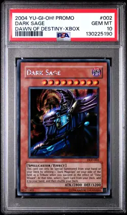 2004 YU-GI-OH! PROMO DAWN OF DESTINY-XBOX #002 DARK SAGE PSA 10 - Image 1