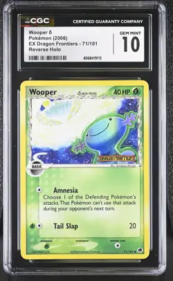 CGC 10 Wooper EX Dragon Frontiers 71/101 Reverse Holo STAMPED Pokemon Card - Image 1