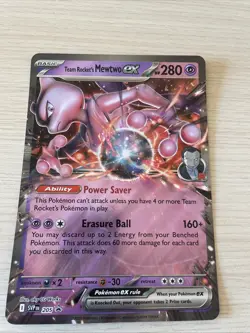 Pokemon TCG Team Rocket's Mewtwo EX 205 Jumbo Holo Card Destined Rivals - Image 1