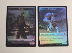 MTG -Zombie | Construct - FOIL Double Sided Token - Dominaria Remastered - Image 1