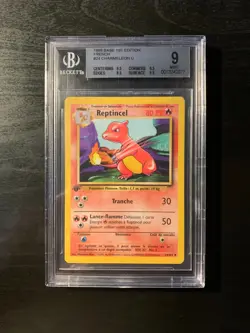 Carte Pokemon : Reptincel 24/102 Edition 1 BGS 9 Beckett Set de Base Francais - Image 1