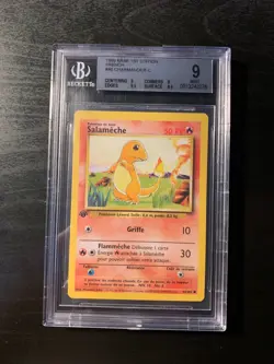 Carte Pokemon : Salameche 46/102 Edition 1 BGS 9 Beckett Set de Base Francais - Image 1