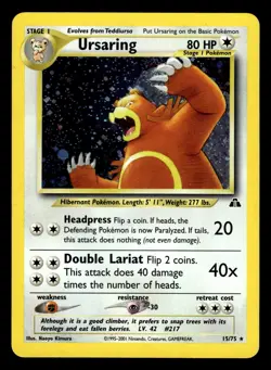 Ursaring 15/75 Holo Rare Neo Discovery Pokemon Card - Image 1