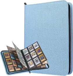 Lictin Trading Cards Album, 504 Side Loading Pocket with Leather Zipper - Image 1