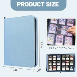 Lictin Trading Cards Album, 504 Side Loading Pocket with Leather Zipper - Image 3