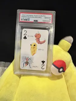 PSA10 1998 POKEMON TELEVI-KUN PLAYING CARDS BEEDRILL/KAKUNA/WEEDLE 2 OF CLUBS - Image 3
