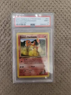 PSA 9 Gym Heroes 1st Edition Blaine's Charmander Vintage Pokemon Card - Image 1