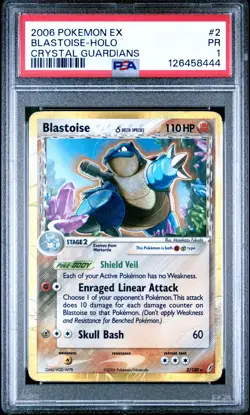 2006 POKEMON EX CRYSTAL GUARDIANS #2 BLASTOISE-HOLO PSA 1 - Image 1