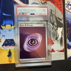 2023 POKEMON SVE EN-BASIC ENERGIES COSMOS HOLO #005 BASIC PSYCHIC ENERGY PSA 9 - Image 1