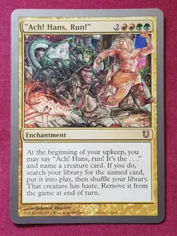 Magic The Gathering UNHINGED ACH HANS RUN red/green card MTG - Image 1