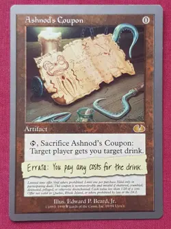 Magic The Gathering UNGLUED ASHNOD'S COUPON artifact card MTG - Image 1