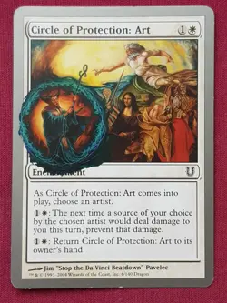 Magic The Gathering UNHINGED CIRCLE OF PROTECTION ART white card MTG - Image 1