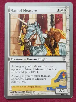 Magic The Gathering UNHINGED MAN OF MEASURE white card MTG - Image 1