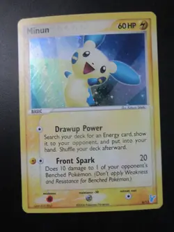 MINUN HOLO POKEMON CARD TRAINER KIT 6/12 W/ SWIRL LIGHTLY PLAYED EX - Image 1