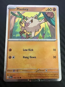 Pokemon TCG Mankey Paldea Evolved Promo 106/193 Cosmos Holo HP/DMG - Image 1