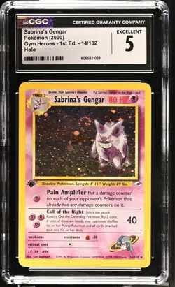 2000 Pokemon Sabrina's Gengar 014/132 Gym Heroes 1st Edition Holo CGC 5 - Image 1