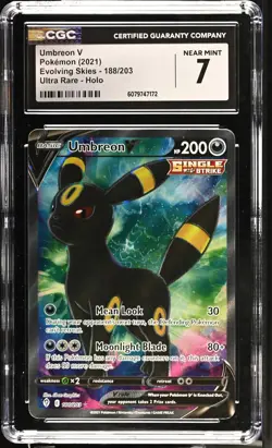 2021 Pokemon Sword & Shield Evolving Skies Full Art Umbreon #188/203 V CGC 7 - Image 1