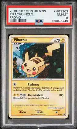 2010 POKEMON HEARTGOLD & SOULSILVER PROMO #HGSS03 PIKACHU-HOLO PSA 8 - Image 1
