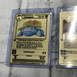 Charizard, Blastoise, Venusaur Metal Gold POKEMON Custom Display Fan Made Cards - Image 2