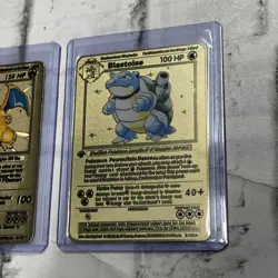 Charizard, Blastoise, Venusaur Metal Gold POKEMON Custom Display Fan Made Cards - Image 4