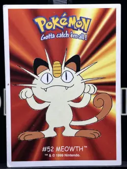 Pokemon - 2000 - Card / Sticker - Dunkin Boomer - #52 Meowth Regular LP - Image 3