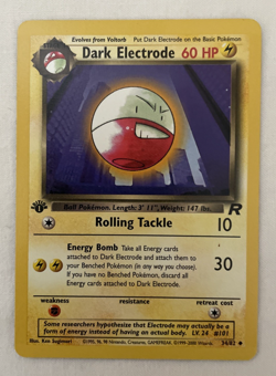 1x Dark Electrode 34/82 1st Edition Team Rocket Non-Holo Pokem Card LP/NM - Image 1