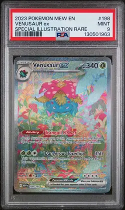 VENUSAUR EX MEW EN S&V 151 2023 SPECIAL ILLUSTRATION RARE 198 POKEMON PSA 9 - Image 1
