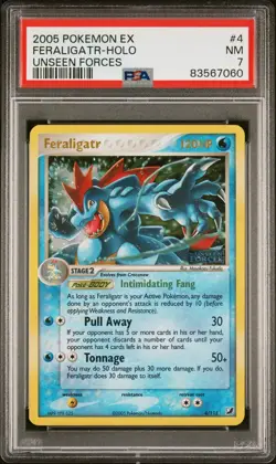 2005 Pokemon Ex Unseen Forces Holo Feraligatr-Reverse Foil #4 /115 PSA 7 - Image 1