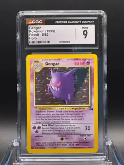 CGC 9 MINT ✨ - Gengar 5/62 Fossil Holo - 1999 Pokemon - Image 1