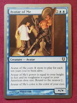 Magic The Gathering UNHINGED AVATAR OF ME blue card MTG - Image 1