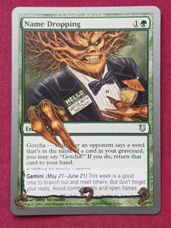 Magic The Gathering UNHINGED NAME DROPPING green card MTG - Image 1