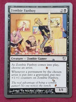Magic The Gathering UNHINGED ZOMBIE FANBOY black card MTG - Image 1