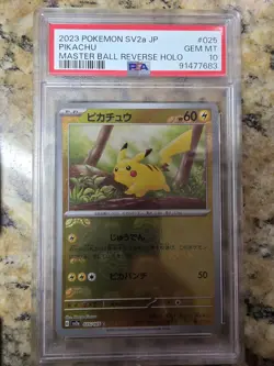 Pokemon 2023 Pikachu 025 Master Ball Reverse Holo 151 Japanese GEM MINT PSA 10 - Image 1