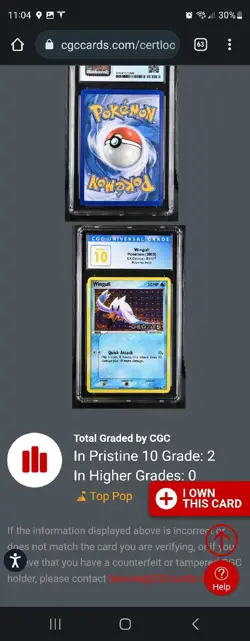 (POP 2) CGC 10 PRISTINE Pokemon Wingull EX Deoxys 81/107 Reverse Holo Stamped - Image 5