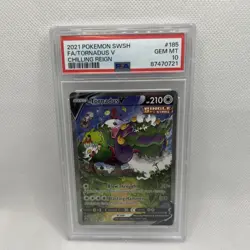 2021 Pokemon SWSH Chilling Reign Tornadus V Alt Alternate Art 185/198 PSA 10 - Image 1