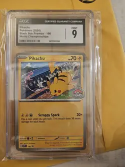 Pokemon 2024 Black Star Promo World Championships Pikachu #190 Cgc 9 Mint - Image 1