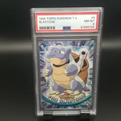 Blastoise #9 - PSA 8 NM-MT Non-holo 1999 Topps BLACK LOGO Pokemon CARD TV - Image 1