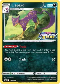Liepard SWSH187 Brilliant Stars Stamped Promo Pokemon Card NM - Image 1
