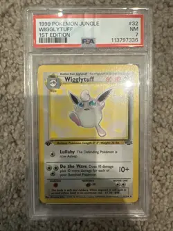 Pokemon TCG Wigglytuff 1st Edition Nonholo Card 32/64 PSA 7 Near Mint - Image 1