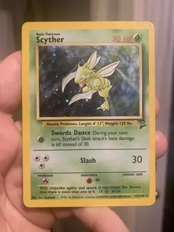 Scyther - 17/130 - Pokemon TCG Base Set 2 Holo Rare Card WOTC DMG - Image 1