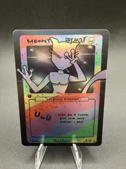 Pokederp BREAKOUT Meowtoo Holo 8/8 - Mewtwo Pokemon Derpy Fan Art Card - Image 1