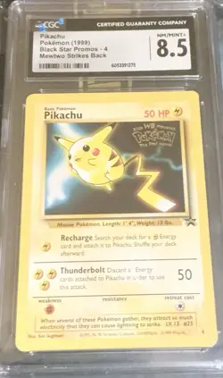 CGC 8.5 NM-MINT+ Pikachu # 4 Black Star Promo WB Movie WOTC Pokemon Card - Image 1