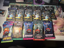 Magic The Gathering Assorted Sleeved Booster Lot Of 17. LOTR, Unfinity, Kamigawa - Image 1