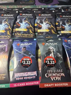 Magic The Gathering Assorted Sleeved Booster Lot Of 17. LOTR, Unfinity, Kamigawa - Image 3