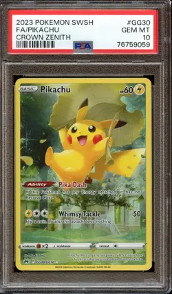 PSA 10 GEM MINT PIKACHU FULL ART GG30/GG70 CROWN ZENITH 2023 POKEMON TCG - Image 1