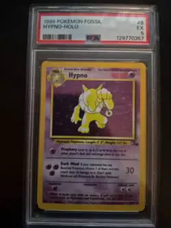 1999 POKEMON FOSSIL #8 HYPNO-HOLO PSA 5 - Image 1