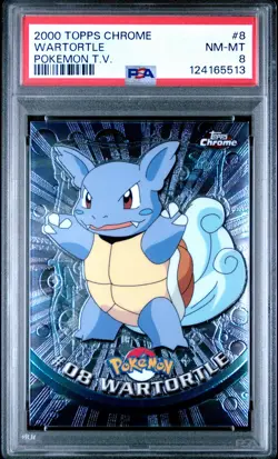 2000 TOPPS CHROME POKEMON T.V. #8 WARTORTLE PSA 8 - Image 1