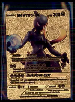 FAKE GOLD Custom Pokemon Shadow Mewtwo GX Vinyl NM - Image 1