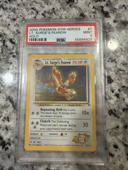 Pokemon Gym Heroes Lt. Surge's Fearow #7 Holo Rare PSA 9 - Image 1