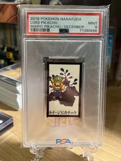 2016 Hanafuda Pokemon Luigi Pikachu PSA 9 Mario Pikachu December - Image 2